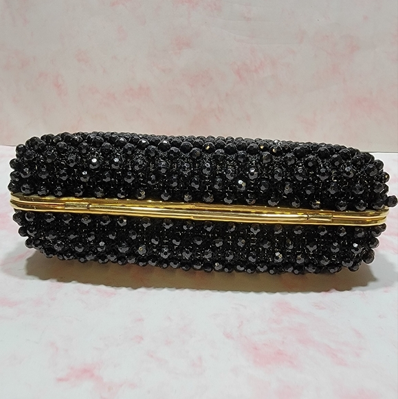 Marcus Brothers Black Beaded Structure Handbag Purse Made in Hong Kong - Picture 5 of 5